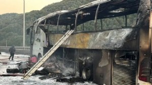 Anadolu Otoyolu'nda otobüs yangını