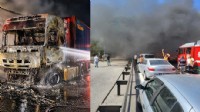 Bayraklı Tünelleri'nde korkutan yangın: Seyir halindeki tır alev topuna döndü!