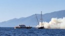 Bodrum'da yangın çıkan tekne sulara gömüldü