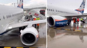 Kalkışa hazırlanan uçağın tekerlekleri koptu!