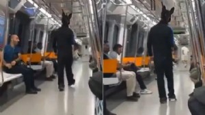 Metroda tüfekle gezen tavşan kostümlü kişiye gözaltı!
