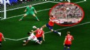 Top kabloya çarptı, gol geçerli sayıldı!